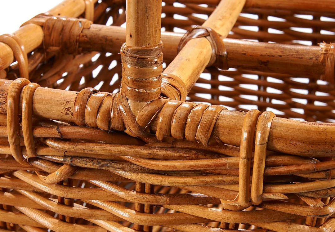Flaschenträger Flaschenkorb Korb – aus Rattan – für 6 Flaschen – handgeflochten – lacak braun, Braun