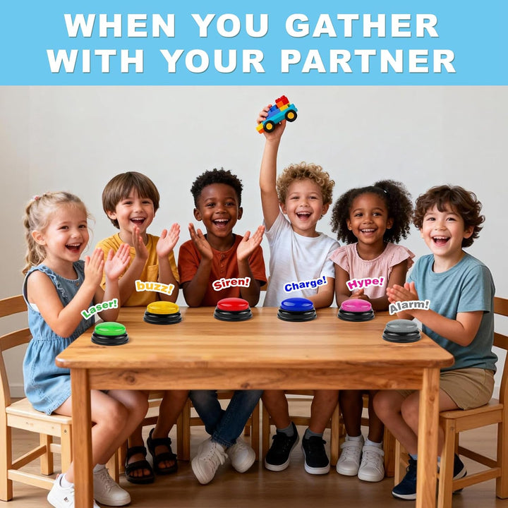 BEAN LIEVE Buzzers for Trivia Games - Set of 6 Game Buzzers, Compact Portable Buzzers for Classroom