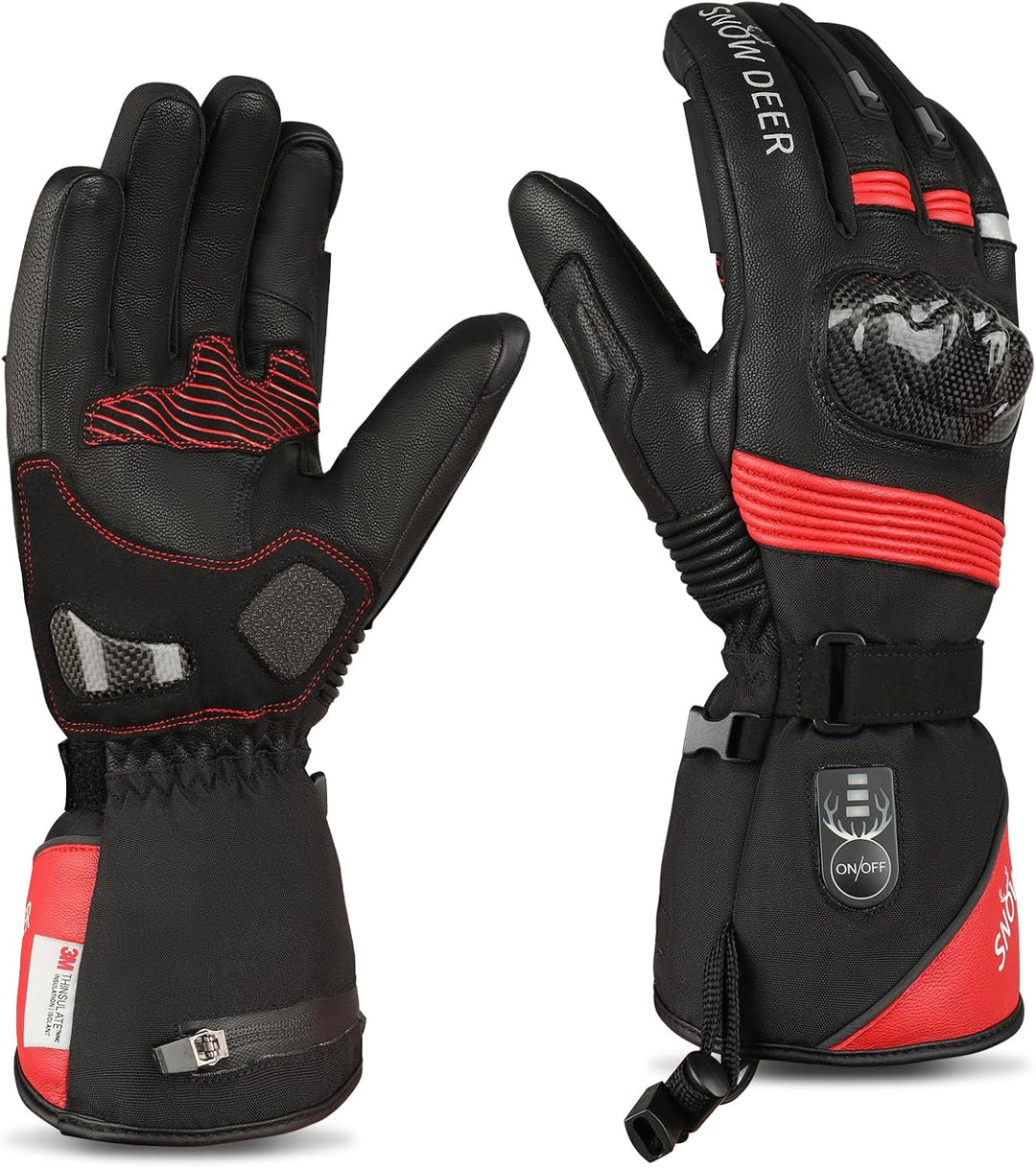 SNOW DEER Beheizte Handschuhe,Motorrad Handschuhe,Wiederaufladbarem Lithium Akku Skifahren Fausthand