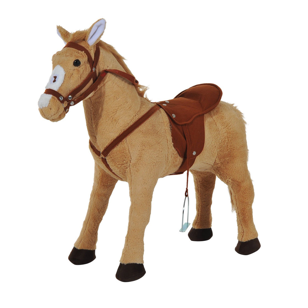 HOMCOM Reitpferd auf Rollen 60 cm Stehpferd mit Sattel, Zaumzeug Steigbügel Sound Spielpferd zum Rei