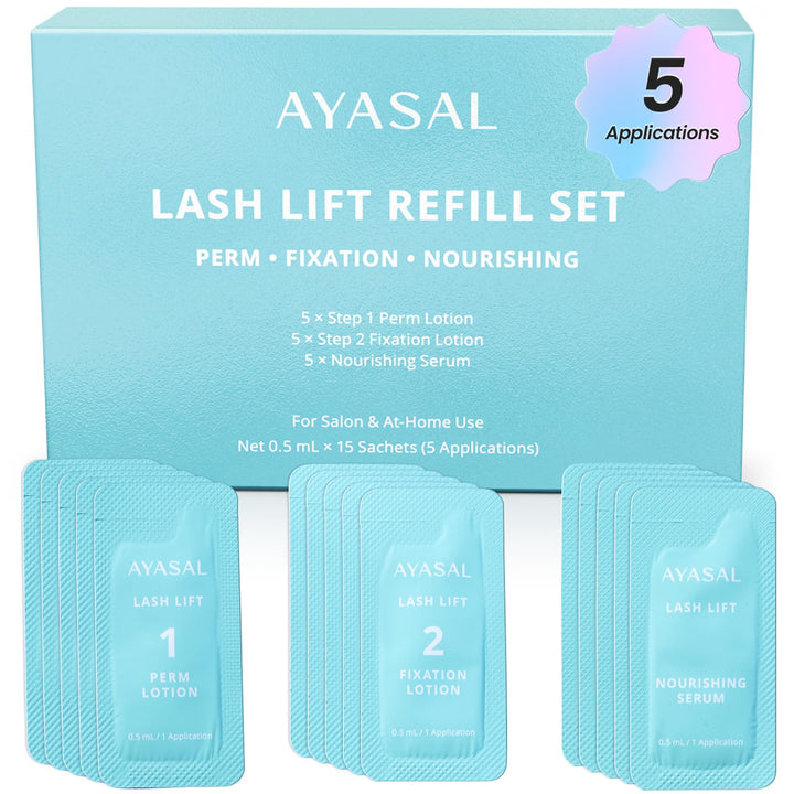 AYASAL Lash Lift Kit Refills: Step 1+2 Refill Set, Korean Thio-Free Lash Perm - Professional Long La