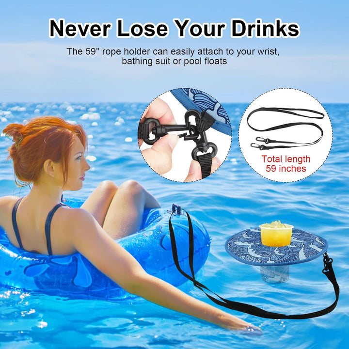2 Stück Getränkehalter Pool Schwimmend Neoprene Schwimmender Pool Tablett Getränke Kühler Bierhalter