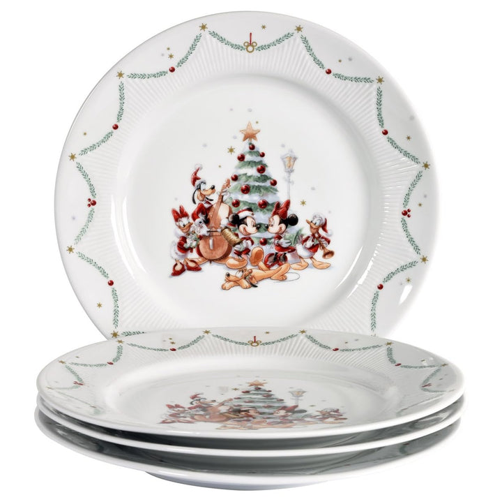 Micky Maus &amp; Freunde Flacher Teller Disney, 4er-Set, 27 cm, Porzellan, Spülmaschinenfest, Weihnachte