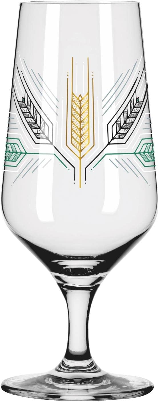 Ritzenhoff 3471003 Bierglas 300 ml – 2er Set – Serie Brauchzeit, Motiv Nr. 3 – Gerste, mehrfarbig –