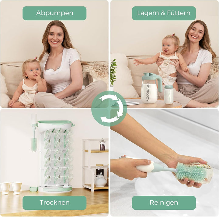 Momcozy Premium Babyflaschen Trockenständer – Vertikaler Flaschenhalter für 18 Flaschen &amp; Stillzubeh