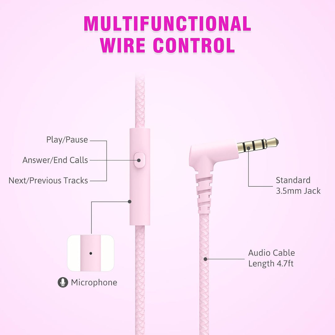RockPapa L22 Kinder kopfhörer, Kabel Kopfhörer für Kinder, 3,5 mm Aux Jack, Verstellbares Stirnband