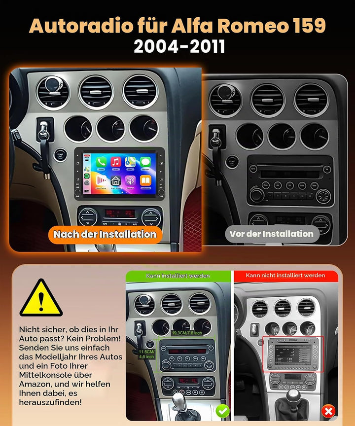 8 Kern 4G+64G Autoradio Android 15 für Alfa Romeo 159 2004-2011, 7 Zoll HD IPS Touchscreen Auto Radi