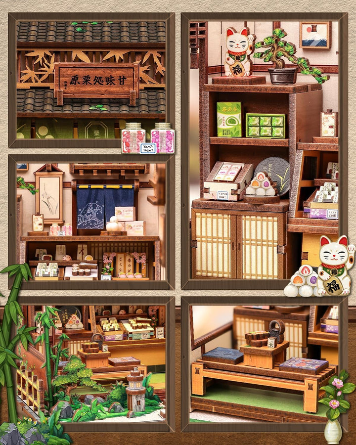 Book Nook Kit - Miniatur Puppenhaus mit LED-Beleuchtung: 3D Holz-Puzzle Buchstütze, Retro-Deko für B