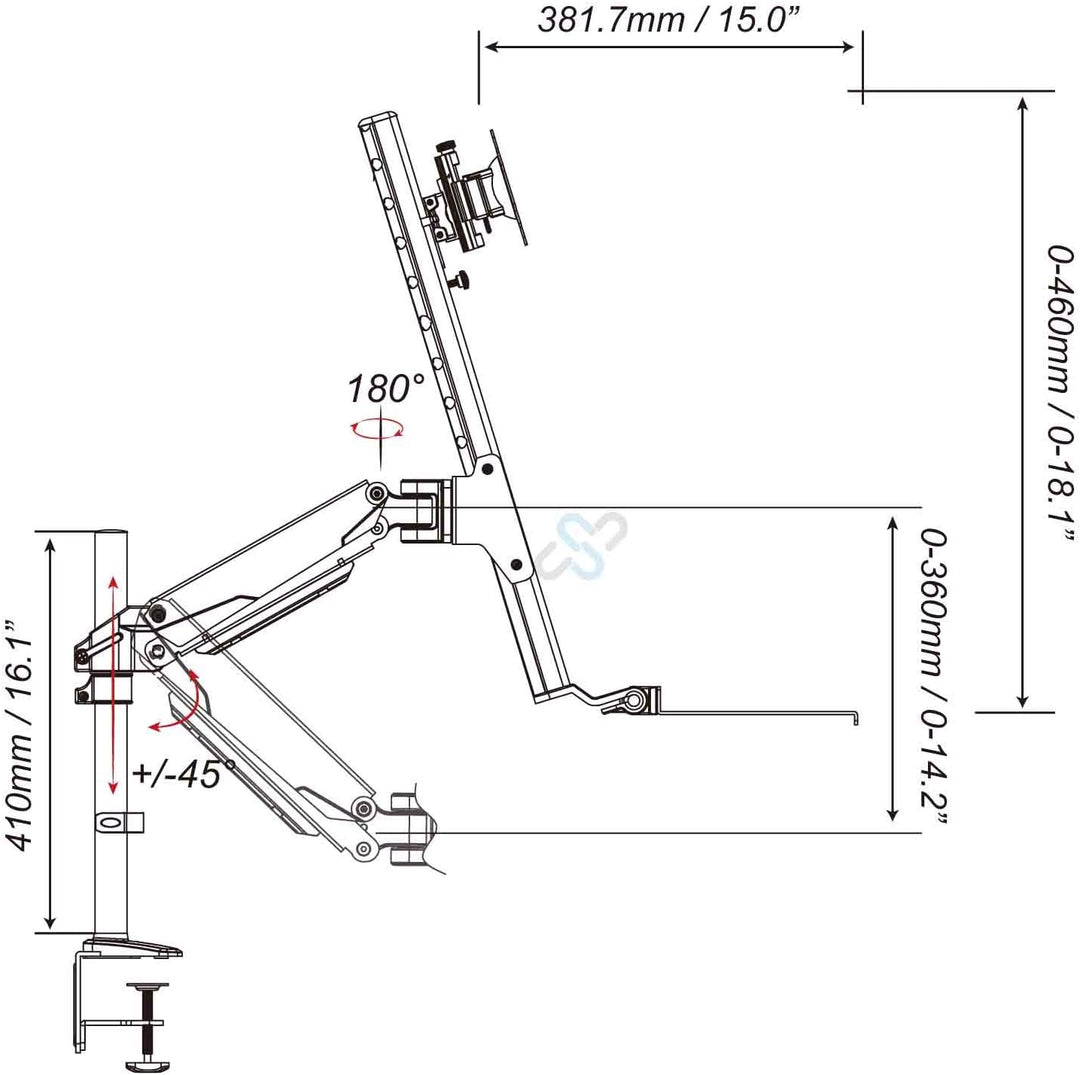HFTEK - Workstation - zweifache Halterung Halter Tischhalterung für Monitore von 15-27 Zoll mit VESA