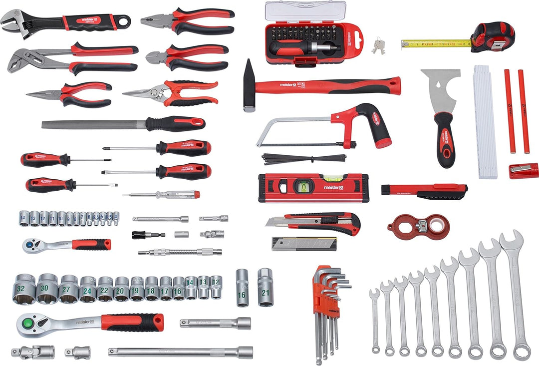 Meister Werkzeugkoffer 131-teilig - Stabiler Alu-Koffer -Set - Für Haushalt, Garage & Werkstatt / Pr