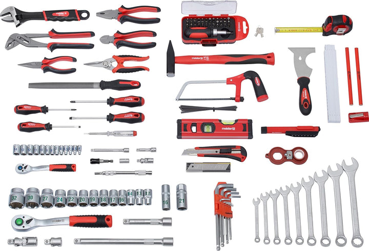 Meister Werkzeugkoffer 131-teilig - Stabiler Alu-Koffer -Set - Für Haushalt, Garage & Werkstatt / Pr