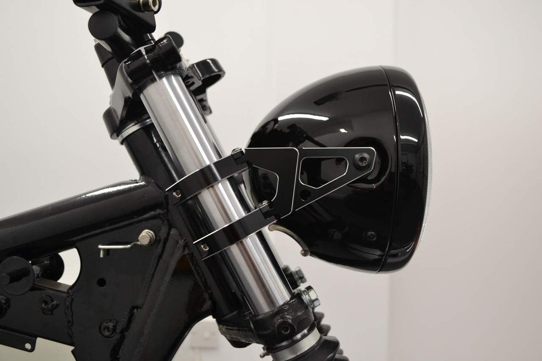 Alchemy Parts Schwarz Motorrad Scheinwerfer-Halter für 48-49mm Gabel - Schwarz CNC Bearbeitet