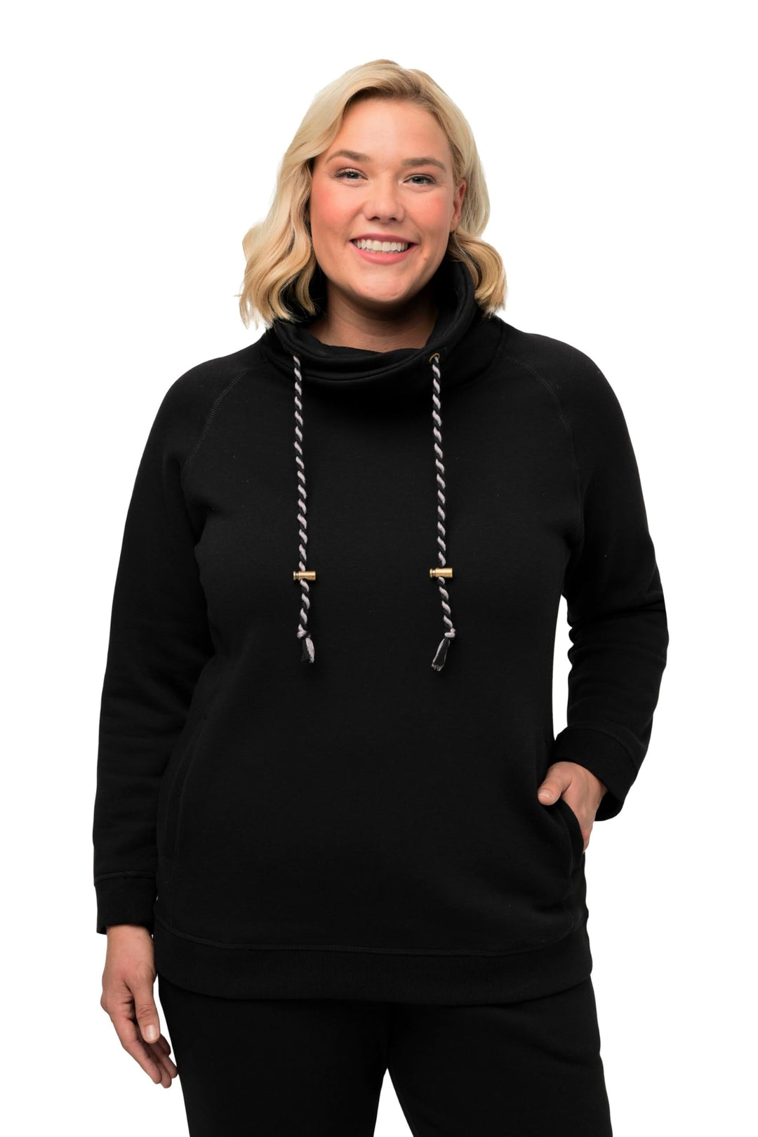 Ulla Popken Damen Sweatshirt 58-60 Schwarz, 58-60 Schwarz