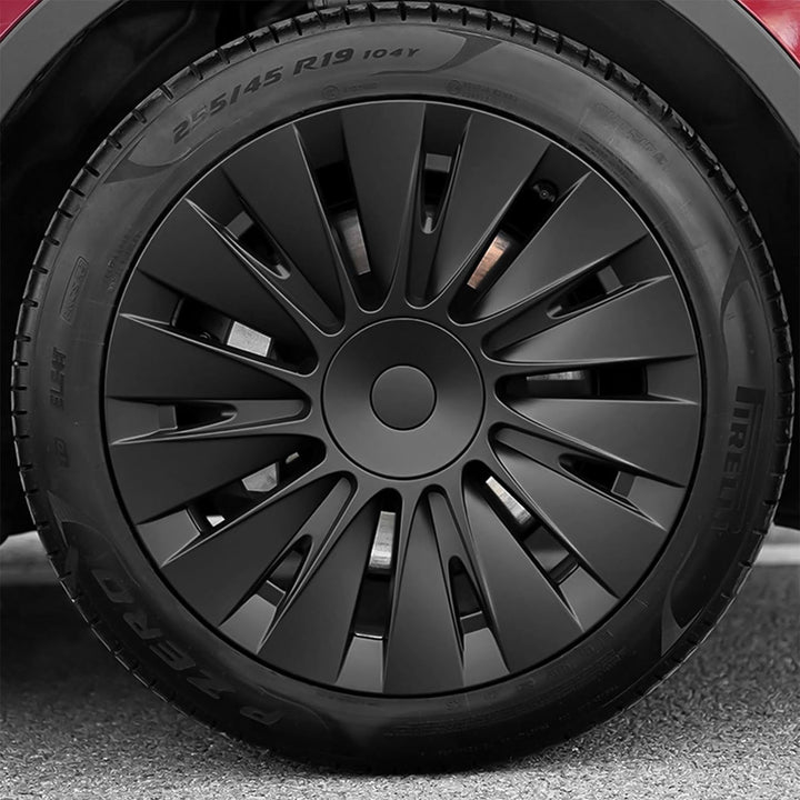 KAVANIC passend für Tesla Model Y-Radabdeckung, 19-Zoll-Radkappe, Mattschwarz, unterstützt Logo-Bere