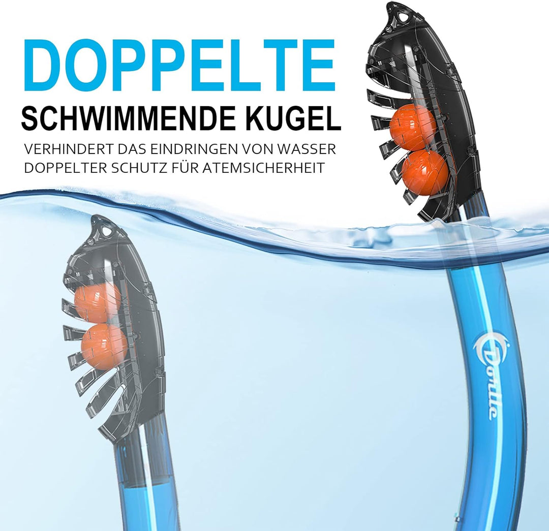 Dorlle Schnorchelset, Neu Verbesserte Panorama Schnorchelmaske, wasserdichte Tauchmaske Anti-Fog Ant