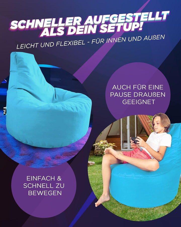 PATCH HOME Gamer Kissen & Lounge Sitzsack Sessel Sitzkissen Sitzsäcke Gaming, befüllbar mit Reissver