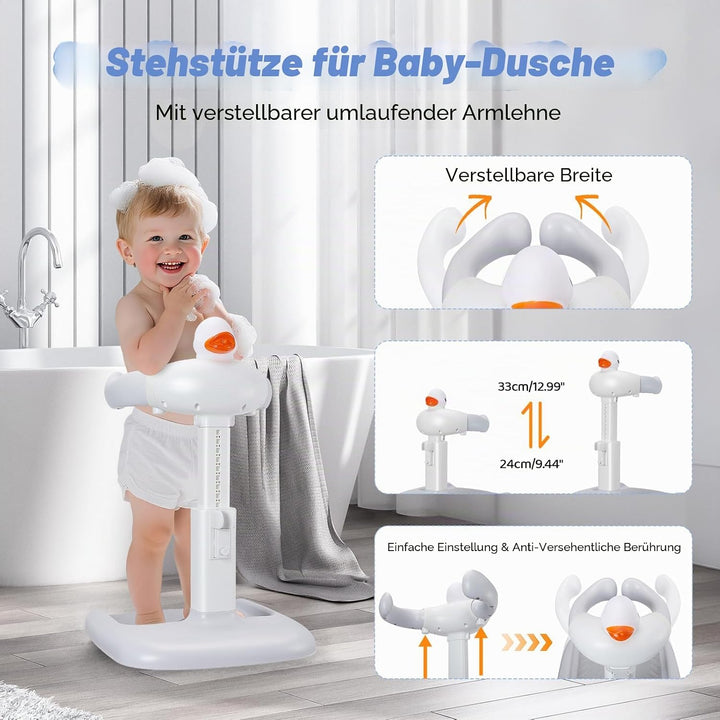 Baby Badewannenständer Duschständer Höhenverstellbar,Baby Dusche Ständer mit AntiRutsch-Basis,Stehhi