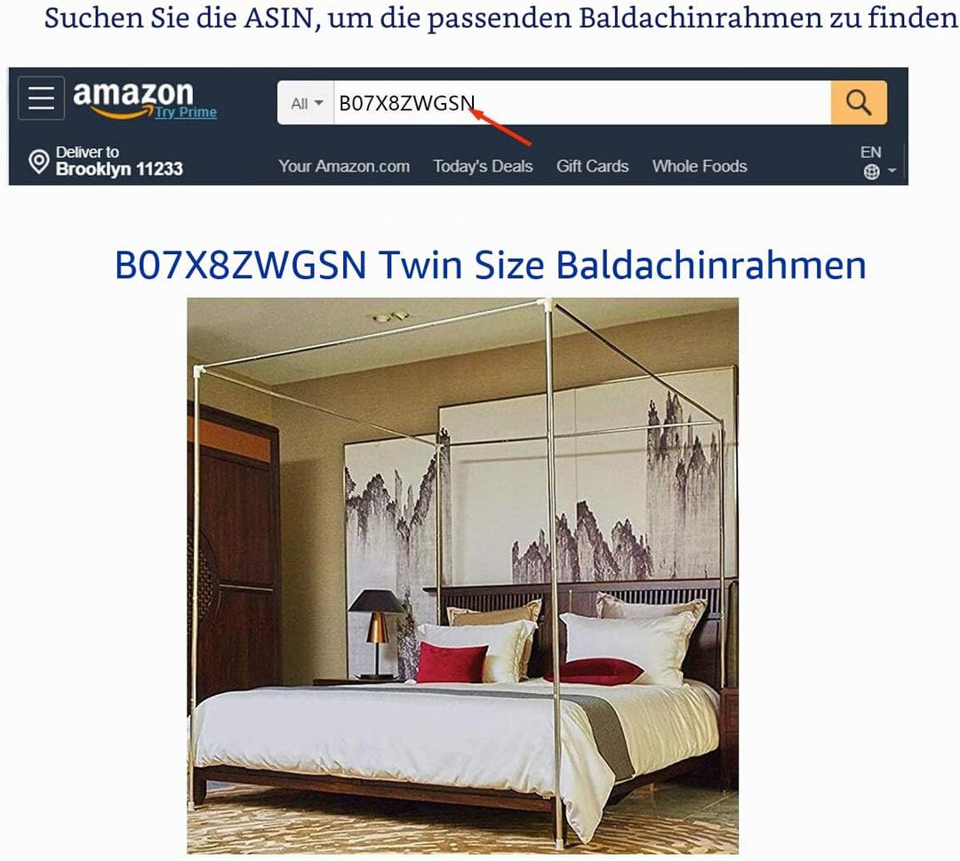 Mengersi 4 Eckpfosten Bett Baldachin Bettvorhänge Moskitonetz Schlafzimmer Dekoration Zubehör (Doppe