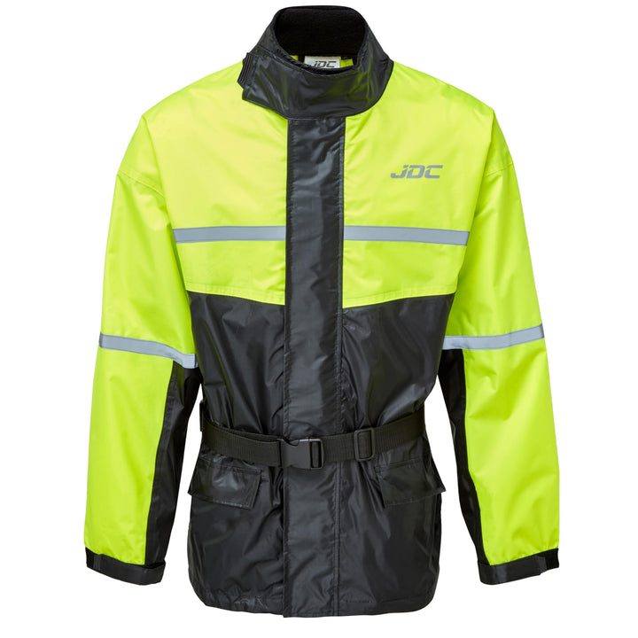 JDC Wasserdichte Motorrad-Regenüberzugsjacke Hohe Sichtbarkeit - SHIELD - Gelb/Schwarz - S S Gelb/Sc