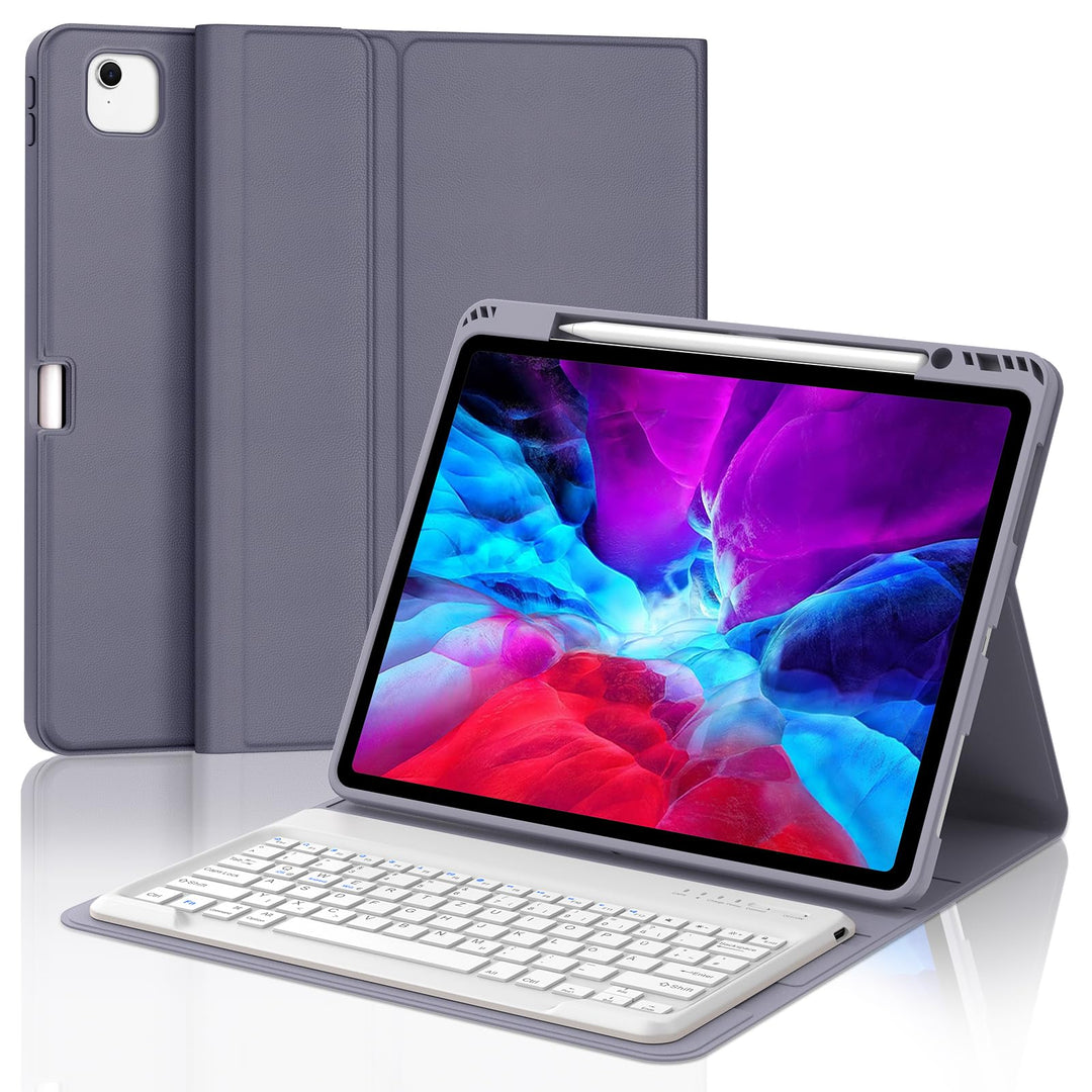 Hülle mit Tastatur für iPad Pro 12.9 Zoll 6ª 2022 /5ª 2021/4ª 2020/3ª Gen 2018, QWERTZ Deutsches Mag