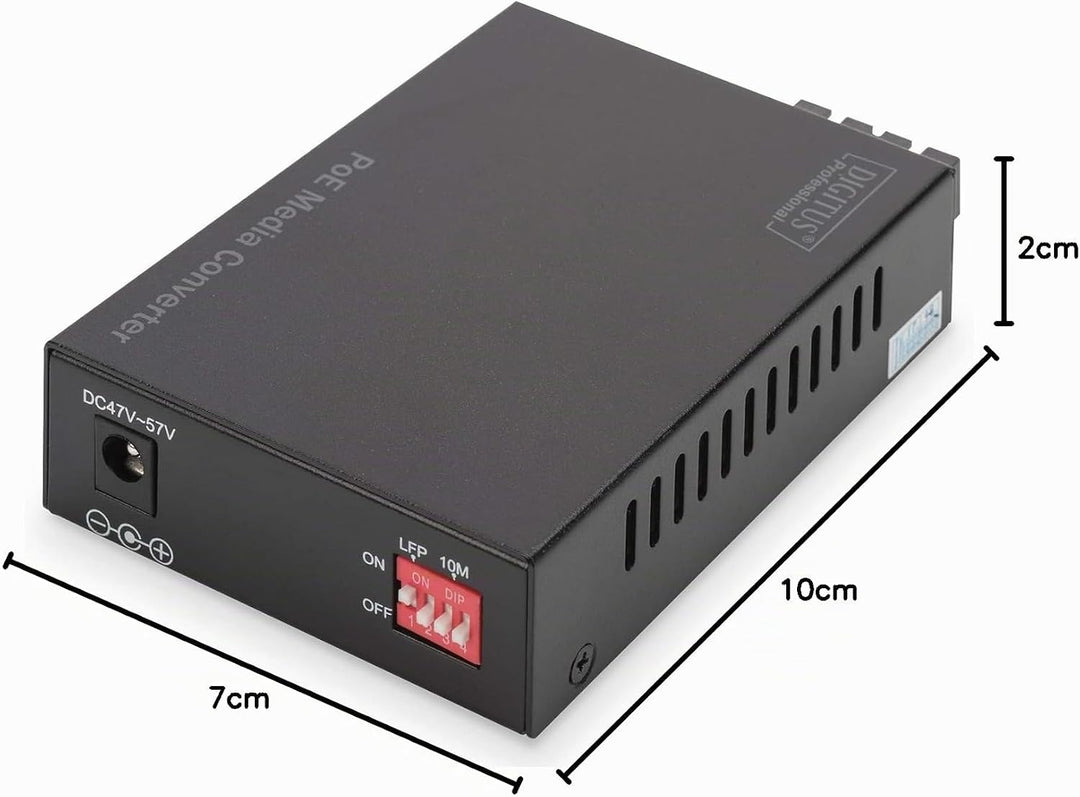 DIGITUS Medienkonverter - MM - Gbit Ethernet - RJ45 / SC - 850nm Wellenlänge - Bis 0.5km - Mit PoE-I