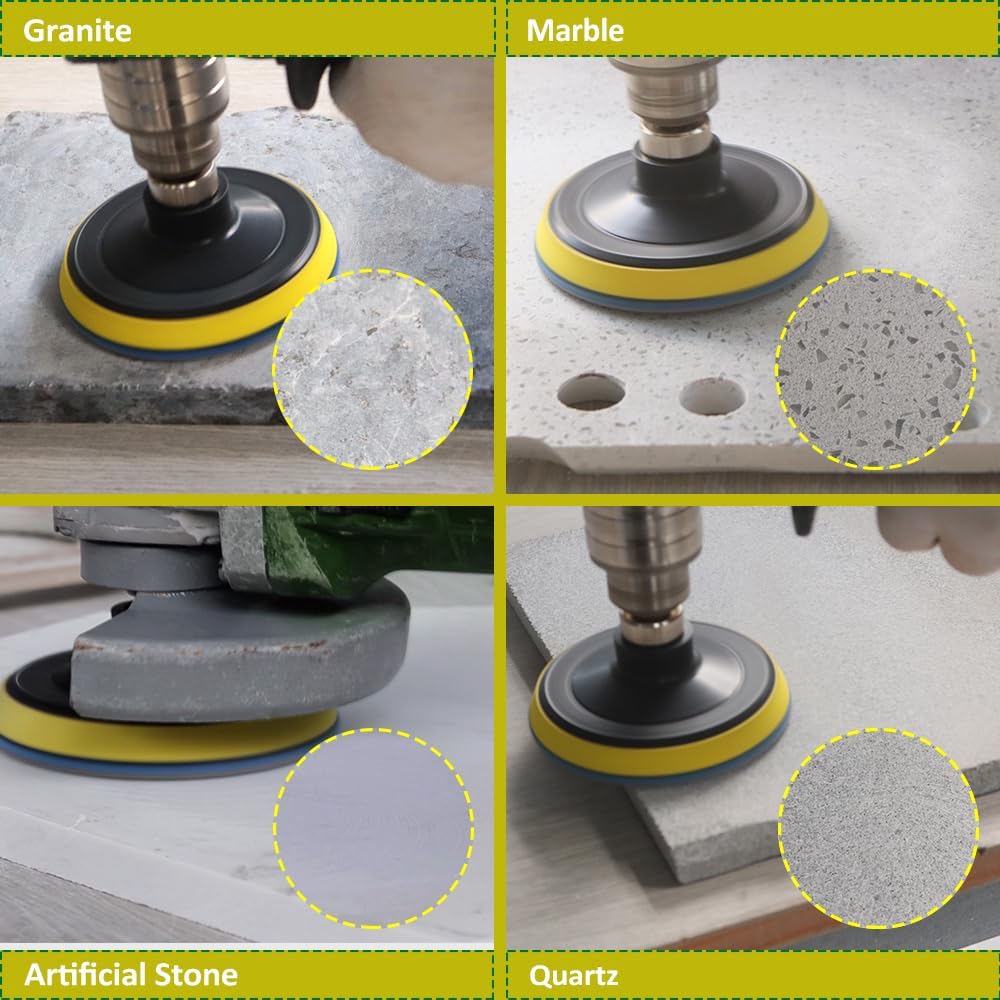 Trocken Diamant Polierpad 100mm 8 Stücke Körnung 50x3/100x2/200/400/800 Polierscheiben mit M14 Stütz