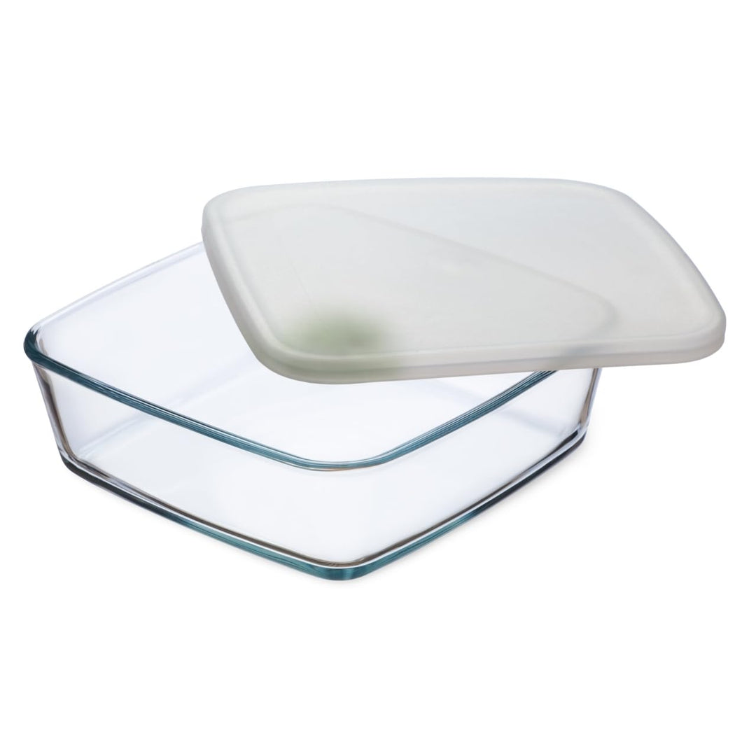 SIMAX Quadratische Glasschale mit Aufbewahrungsdeckel – Fassungsvermögen 1,7 L – Masse 21 x 21 x 6,5