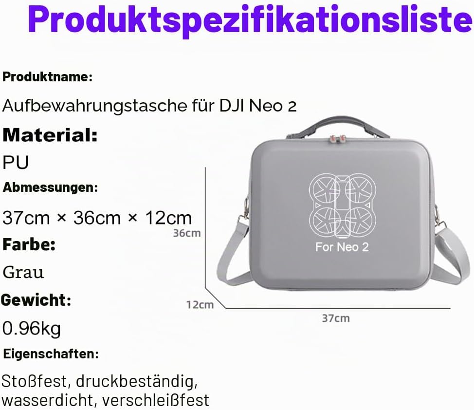 Tragetasche für DJI Neo 2 Motion Fly More Combo, tragbare Reisetasche mit Schultergurt für Goggles N