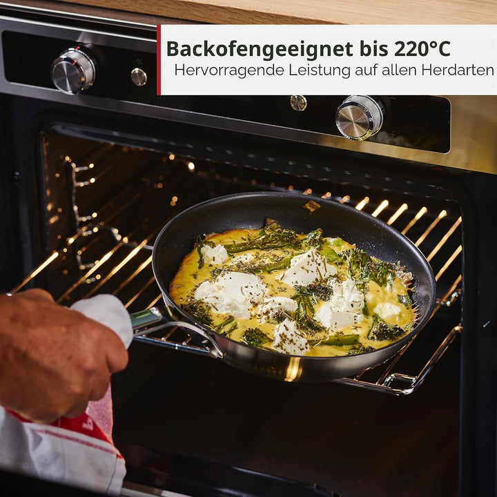 KitchenAid Stainless Steel Schmorpfanne (28cm/4,3l), PFAS-freie keramische Antihaftbeschichtung, bes