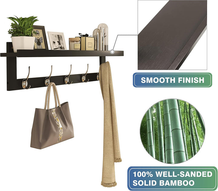 SMIBUY Kleiderhaken mit Ablage Wandmontage, 74 cm Eingangsbereich Garderobe für Wand, Hängeregal aus