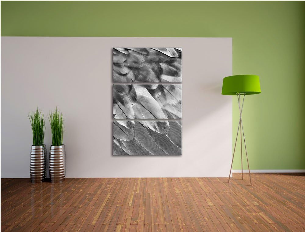 Bunter Papageien Flügel / 3-Teilig/Gesamtmass 120cm Leinwandbild bespannt auf Holzrahmen/Wandbild Ku