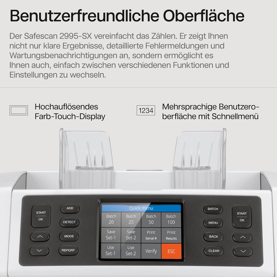 Safescan 2995-SX Geldzählmaschine, Wertzählung und Fitness-Sortierung von gemischten Banknoten - Ban