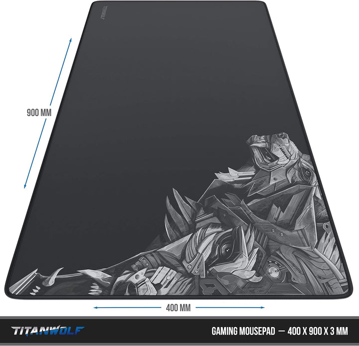 TITANWOLF XXL Speed Gaming Mauspad - 900 x 400mm - XXL Mousepad - Tischunterlage Large Size - mit Ti