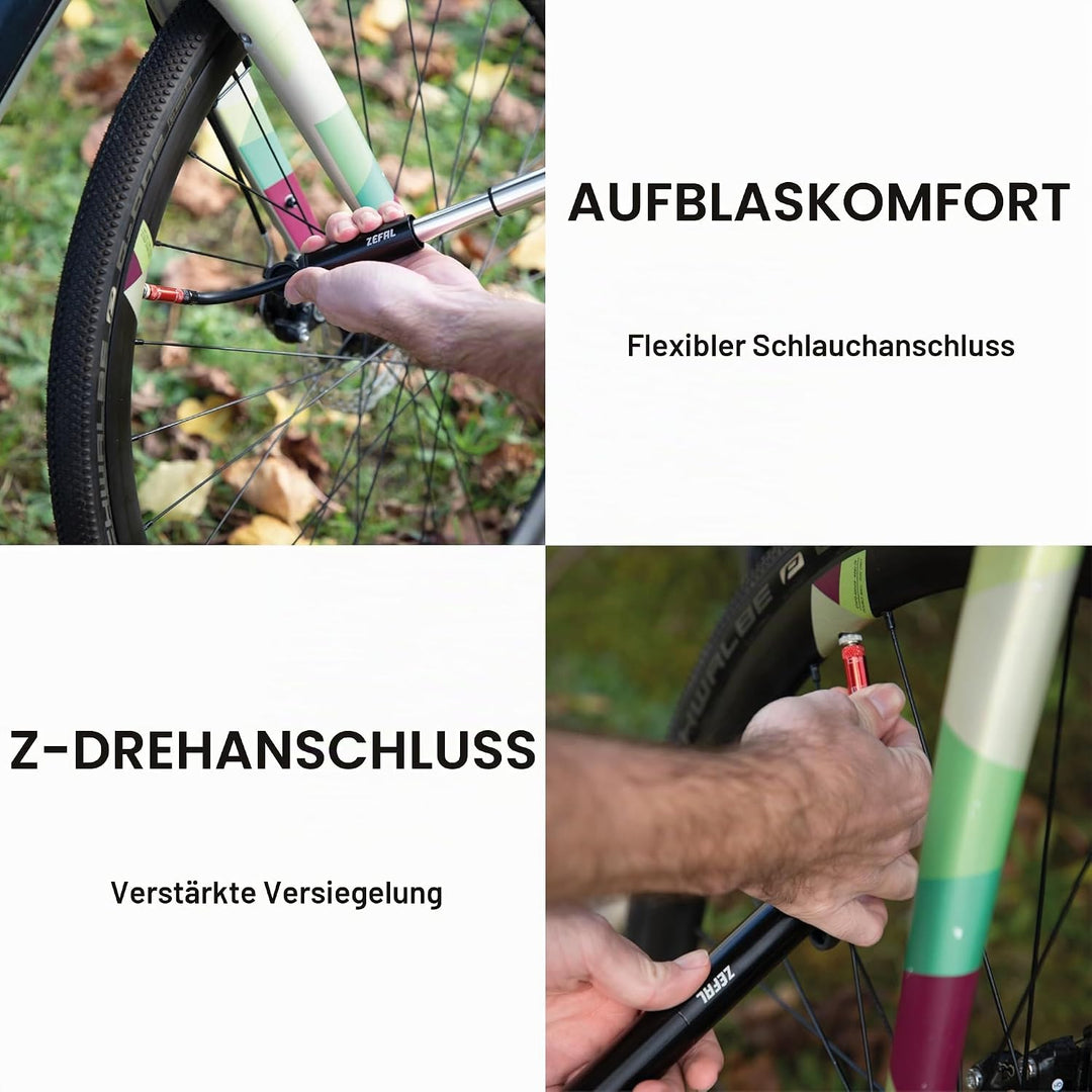 Zéfal Gravel Mini Handpumpe, Schwarz, 18 cm
