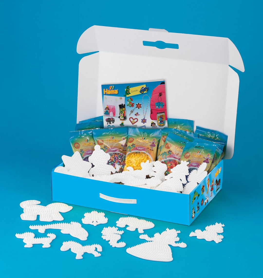 Hama Perlen 3096 Set Koffer für Spielgruppen mit ca. 21.000 bunten Midi Bügelperlen mit Durchmesser