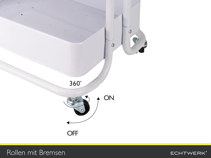 ECHTWERK mobiler Servierwagen für Küche/ Bad/ Büro mit 3 Ebenen, Küchenrollwagen, Küchenwagen, Werkz