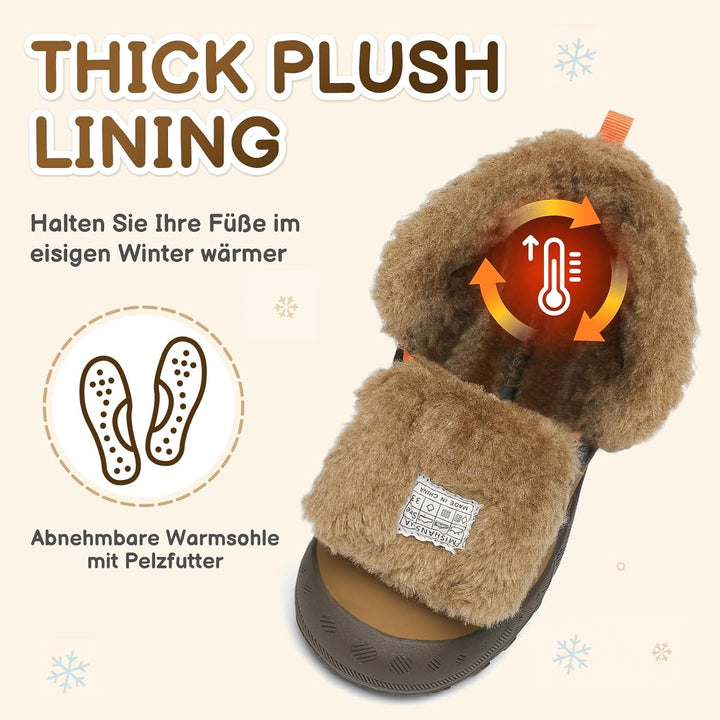 Mishansha Kinder Winterschuhe Gefüttert Winterstiefel für Jungen Mädchen Gr.24-38 37 EU Braun Schwar