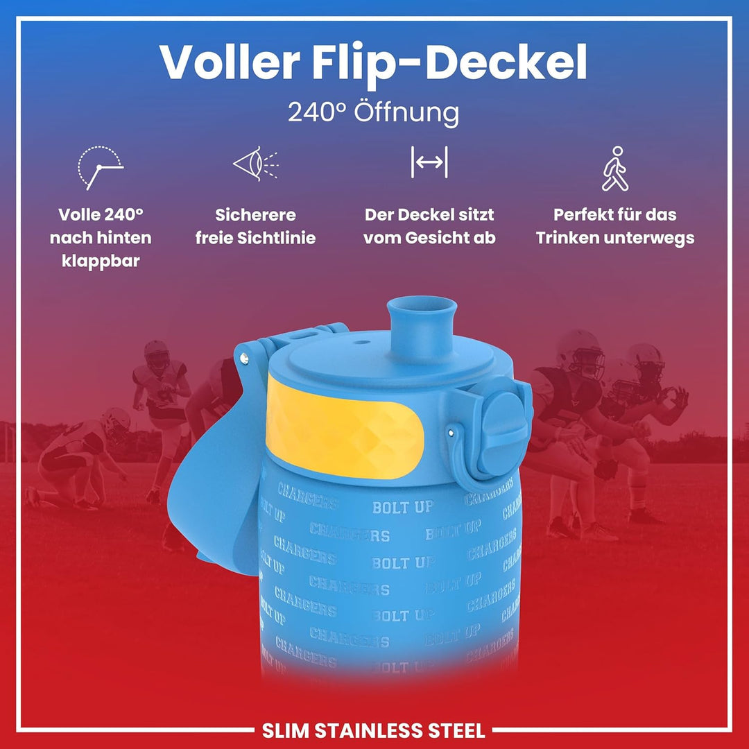 ion8 NFL Edelstahl-Trinkflasche, Auslaufsicher, Einhandöffnung, Sichere Verriegelung, Spülmaschinenf