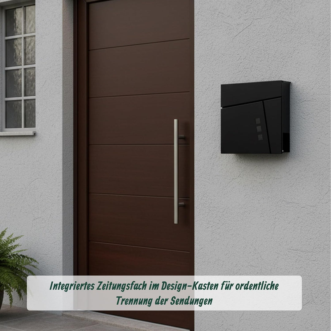 Relaxdays Briefkasten mit Zeitungsfach, HBT: 37,5 x 37 x 10,5 cm, DIN C4, wetterfest, 4 Schlüssel, P