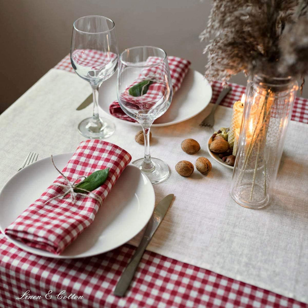 Linen &amp; Cotton Tischläufer Stoff Tischband Tischdeko Hygge 100% Leinen, Ecru Weiss (40 x 90 cm) Klei