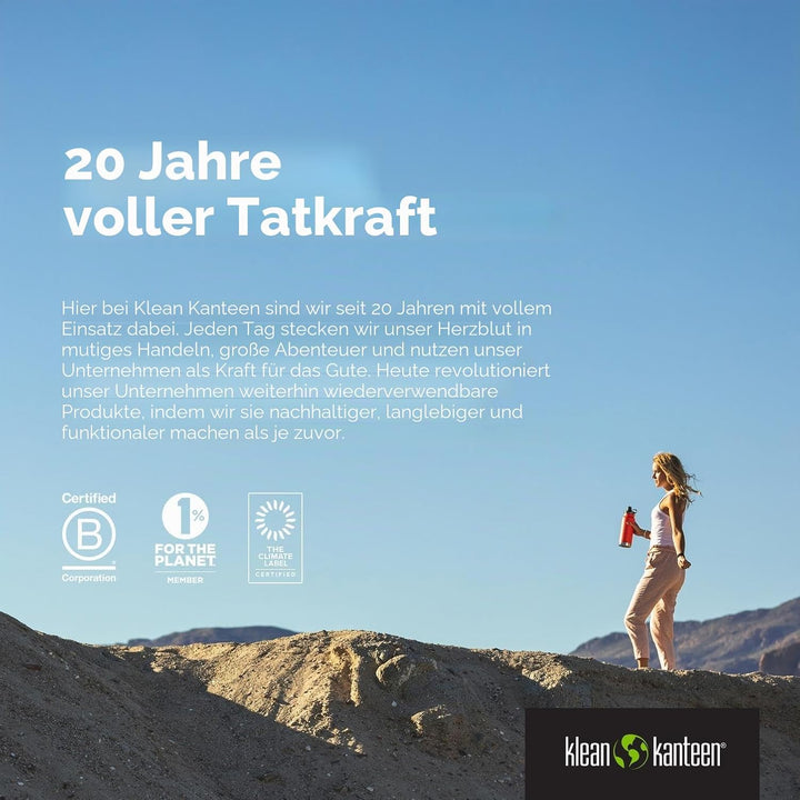 Klean Kanteen Rise klassische Isolierflasche aus Edelstahl, mit Bogenschlaufenverschluss, in der Far
