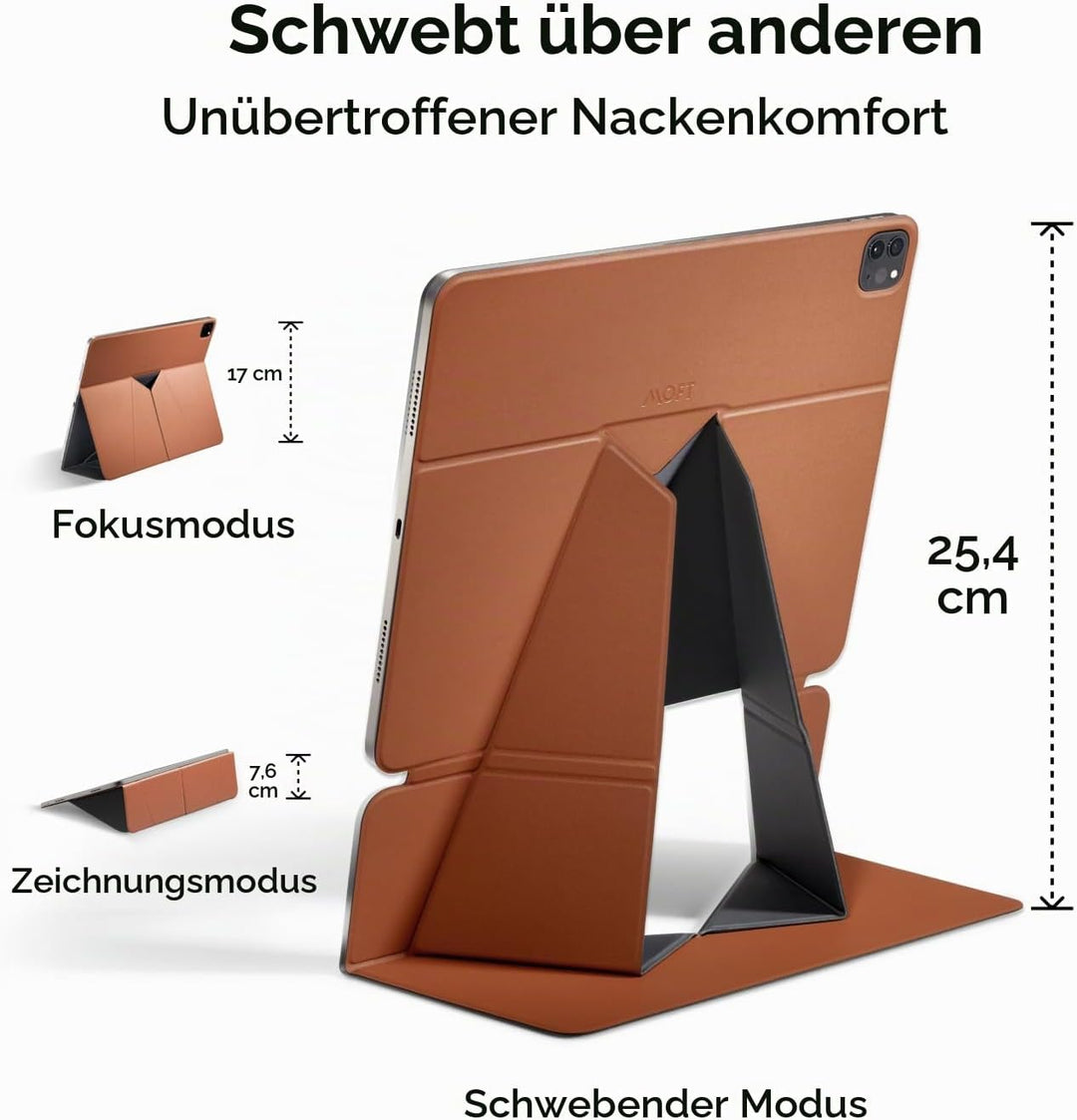 MOFT Tablet Ständer für Schreibtisch, Leder Folio Verstellbarer iPad Ständer Magnetische Hülle mit M