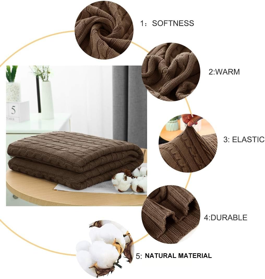 OROOTL Kuscheldecke Strickdecke 100% Baumwolle Weich Sofadecke 130x180cm Schlafdecke für weiches Sof