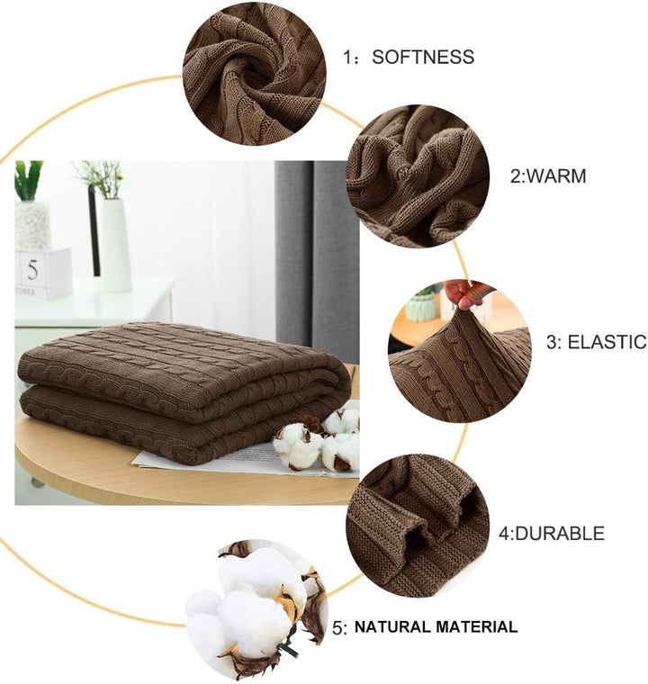 OROOTL Kuscheldecke Strickdecke 100% Baumwolle Weich Sofadecke 130x180cm Schlafdecke für weiches Sof