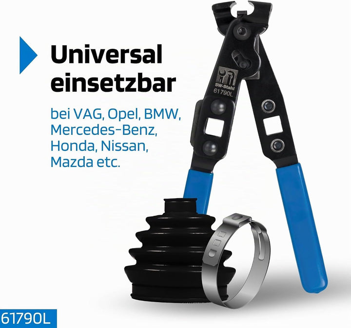 SW-Stahl 61790L Achsmanschetten Zange mit Niederhalter I 12,5 mm (1/2") Vierkant Achsmanschetten Kle