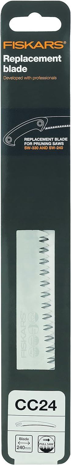 Original Fiskars gebogenes Sägeblatt für Profi Handsägen SW 240 und SW 330, Blattlänge: 24 cm, Hochw