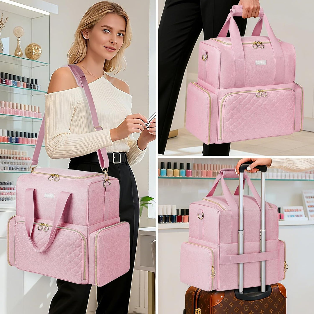 Nagellack Organizer Tasche,Doppelschichtige Nagellack Aufbewahrung Tasche für 80 Flaschen (15 ml) un