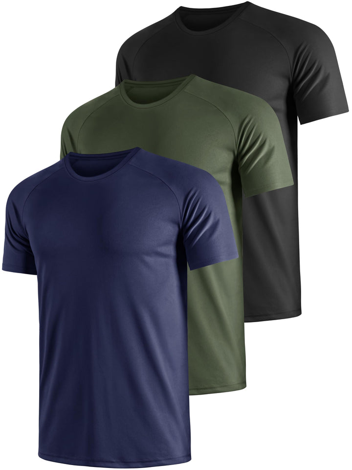 Funktionsshirt Herren Sport T Shirt Kurzarm 3er Pack Atmungsaktiv Männer Tshirt Sportkleidung Workou