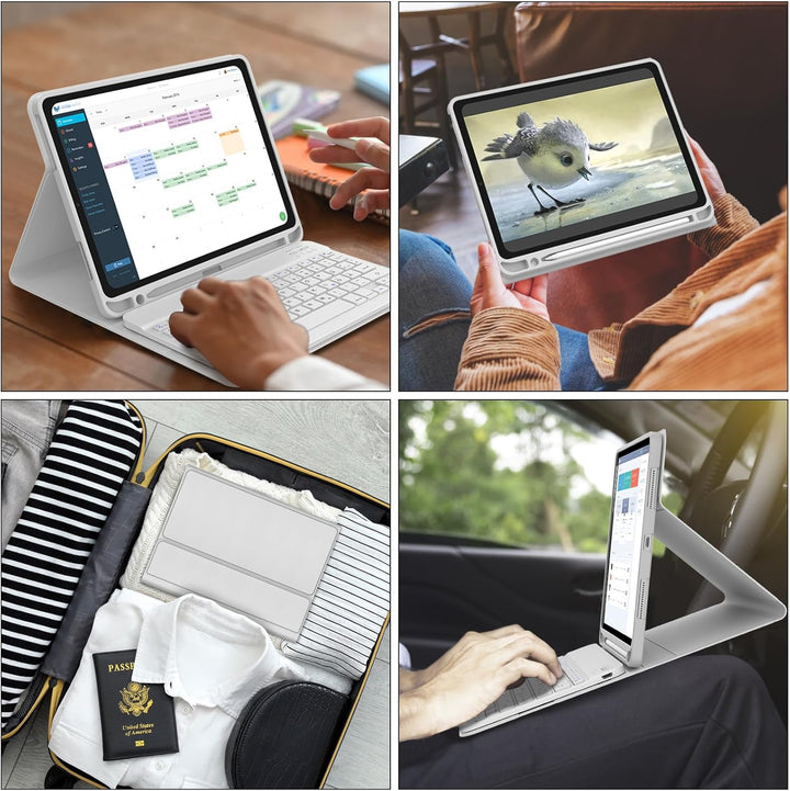 SENGBIRCH Hülle mit Tastatur für ipad 10 Generation - QWERTZ Layout Bluetooth Tastatur, Kabellose Ab