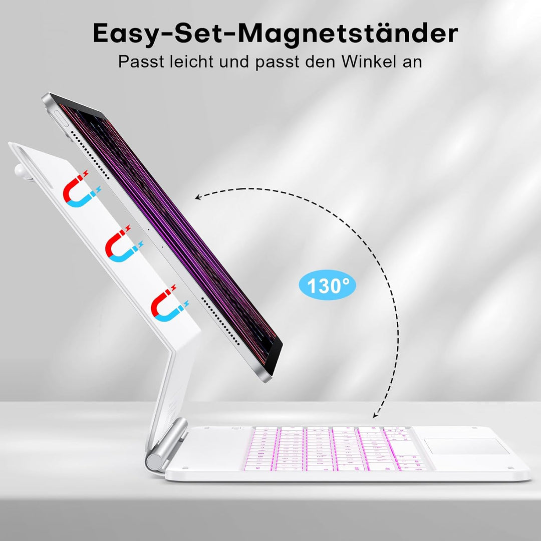 TECURS Hülle Tastatur für iPad Air 13" (M3/M2, 2025/2024), Magic Keyboard für iPad Pro 12.9 (6/5/4/3